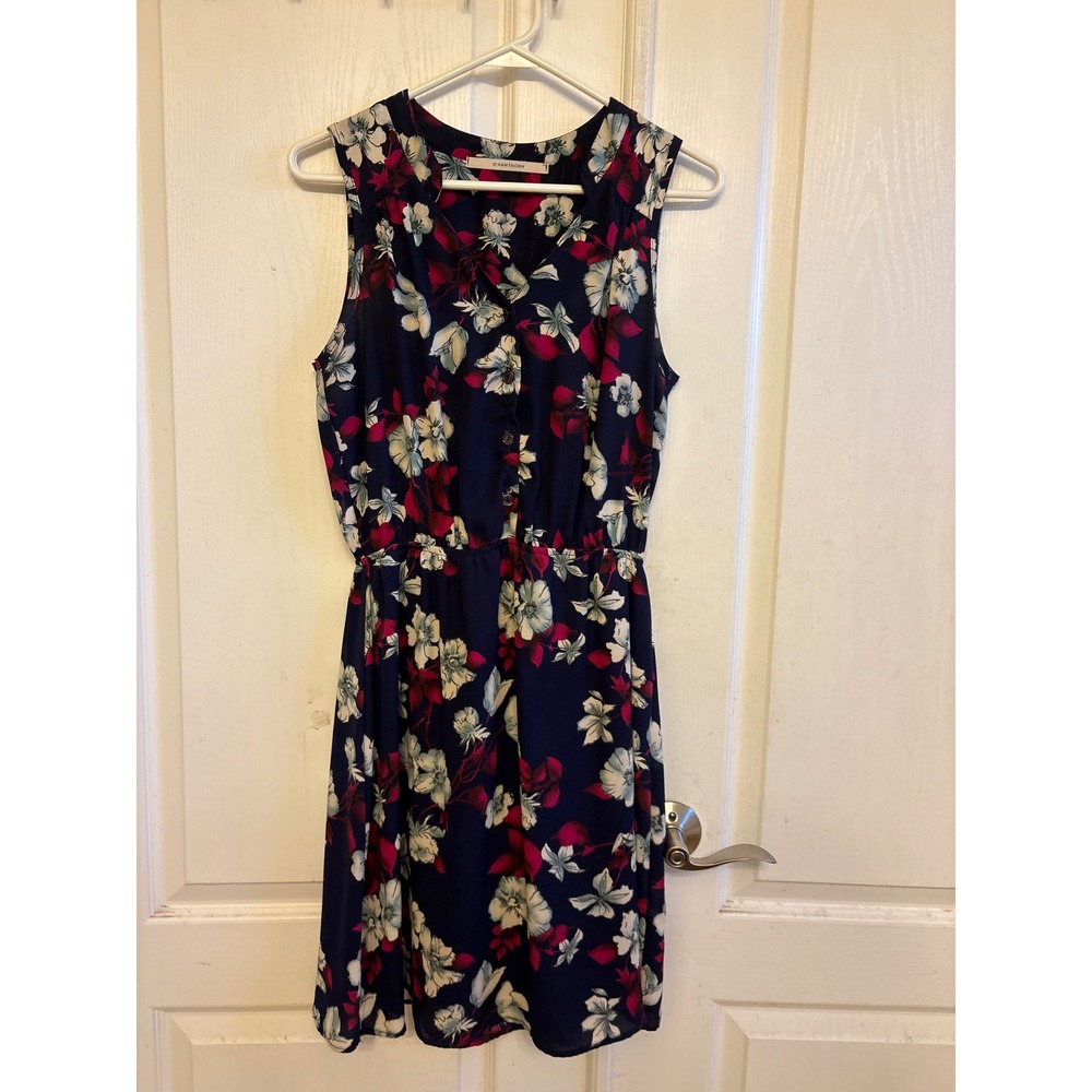 41 Hawthorn Navy Blue‎ Floral Sleeveless Fit and Flare Dress Small